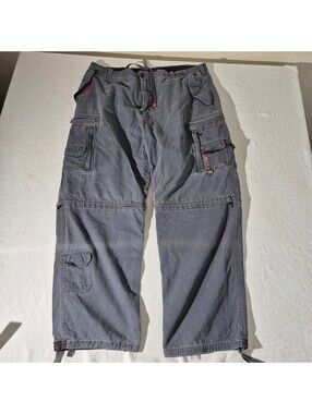 Bugle Boy Baggy gray y2k 42x32 cargo pants removable legs